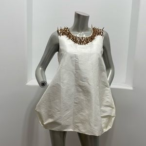DAIQUIRI Sleeveless White  Top Spikes Accent  Size IT 38